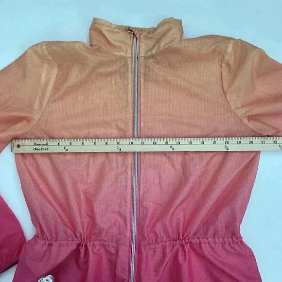 Ralph Lauren Womens Large Windbreaker Jacket Orange Pink Ombre Zip Front Ripstop - Picture 3 of 7